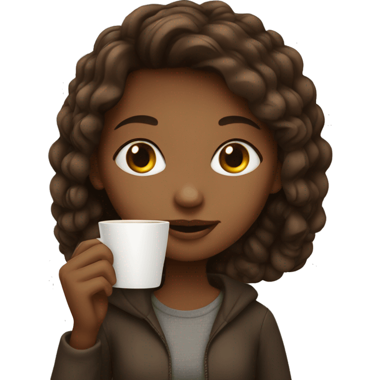 Girl with a coffee emoji