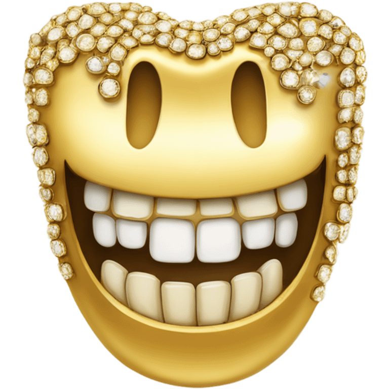 Blinged out gold tooth smiley  emoji