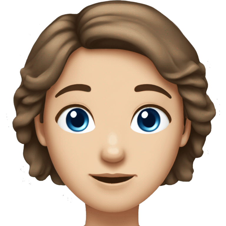 Adult brown hair blue eyes girl emoji