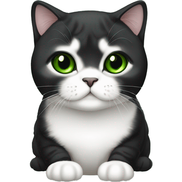 black and white scottish fold cat with green eyes  emoji