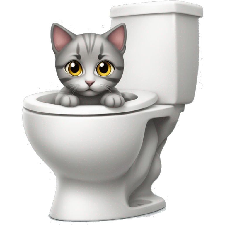 Little kitten on the toilet with cute eyes emoji