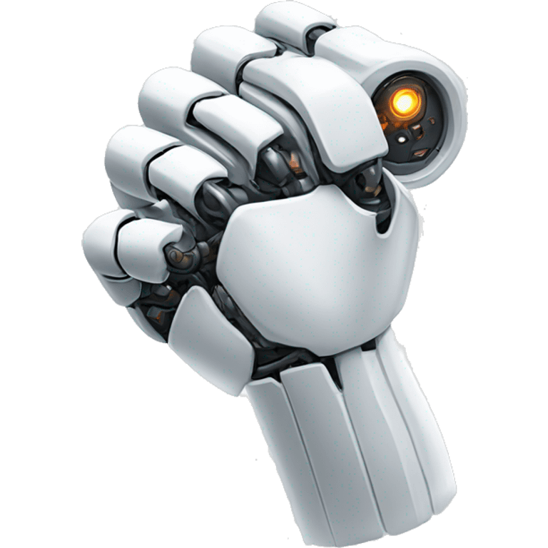 White mechanical cyborg arm and bicep emoji