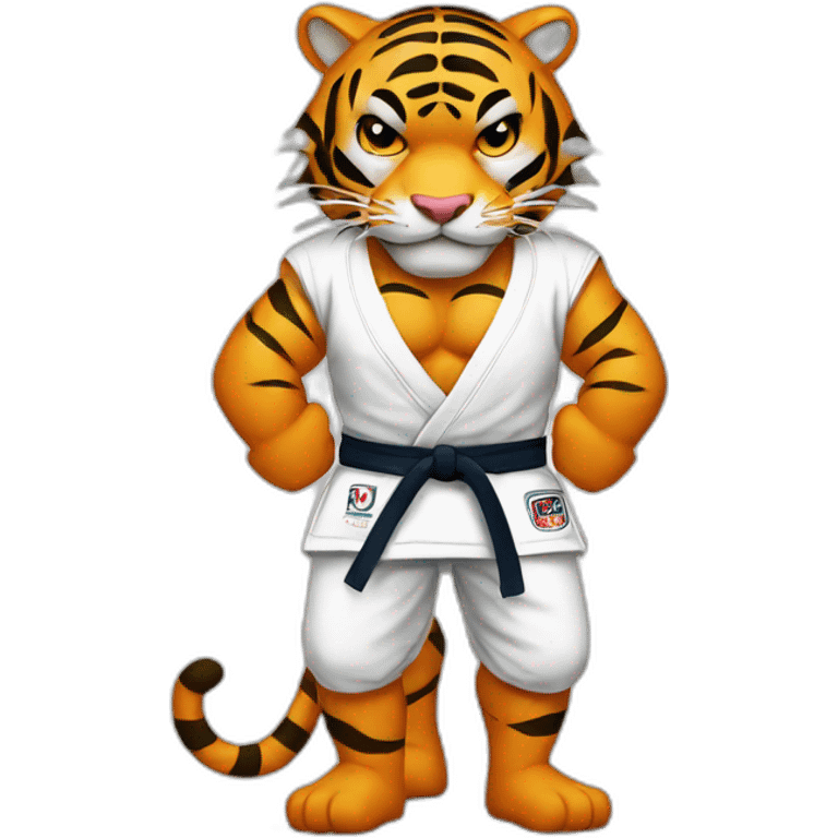 Tiger with evil face   jiu jitsu with his arms crossed emoji