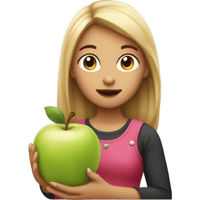 Girl eating a apple emoji