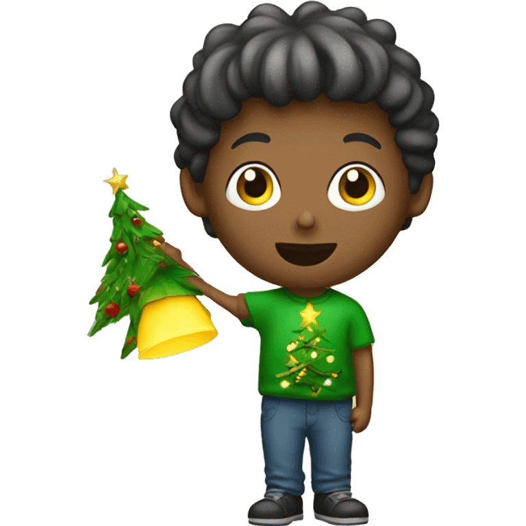 boy by christmas tree lamp emoji