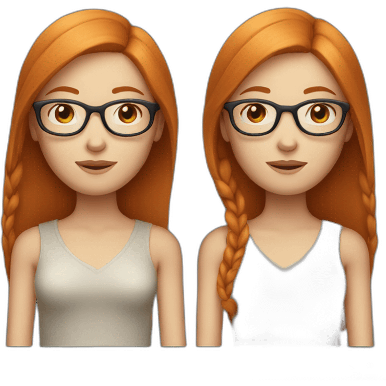 ginger woman with long straight hair with freckles and blue eyes and glasses emoji