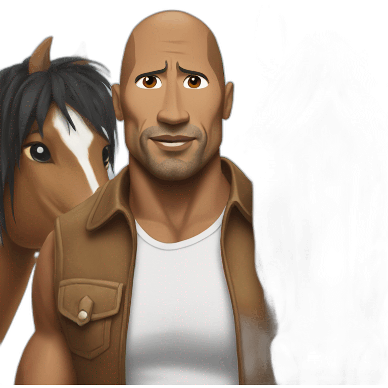 the rock with a horse emoji