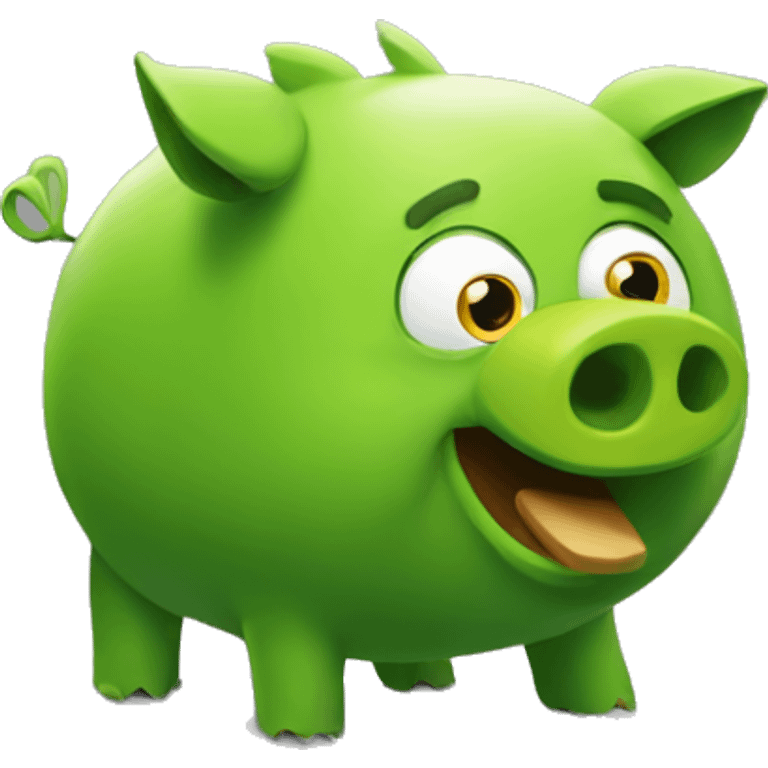 The green pig from Angry Birds, make it less bright and cartooney. I want a darker shade of green and minimilastic emoji