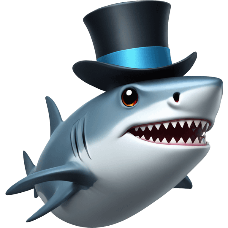 Shark with a top hat emoji