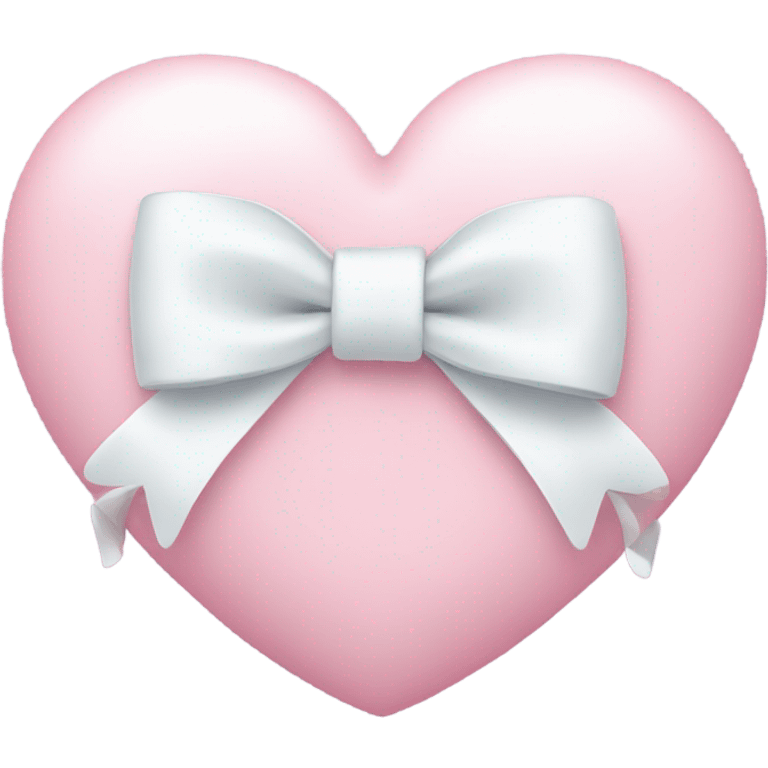 Pastel pink heart with white bow emoji