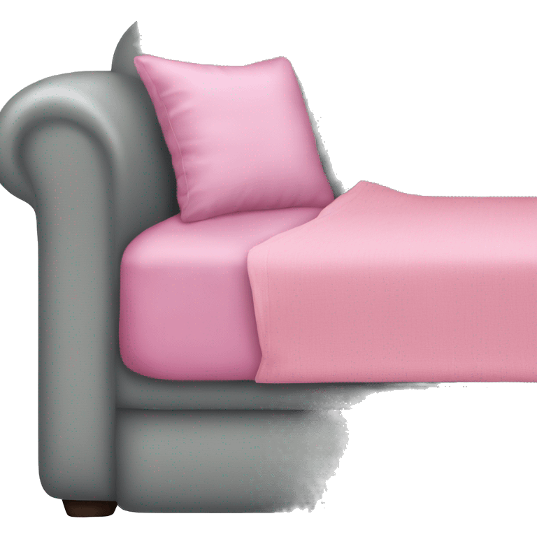 Gray sofa with a pink bedspread emoji