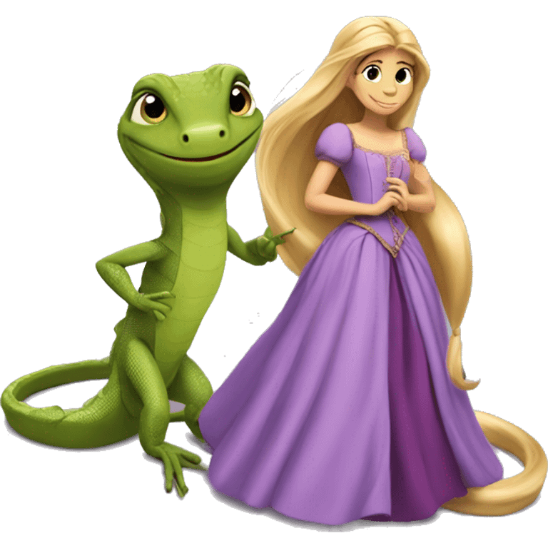 Rapunzel & small lizard  emoji