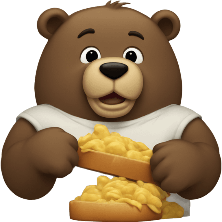 Urso musculoso comendo cenoura emoji