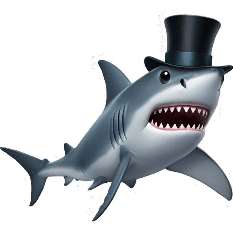 Shark with a top hat emoji