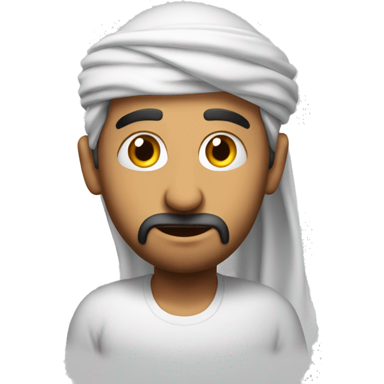 Arab holding his head with his hands photorealistic serious emoji