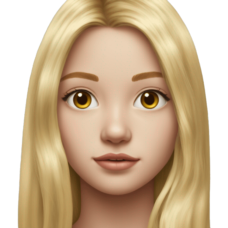 Riley Guava long blonde hair teenager, hyperreal photoreal portrait emoji