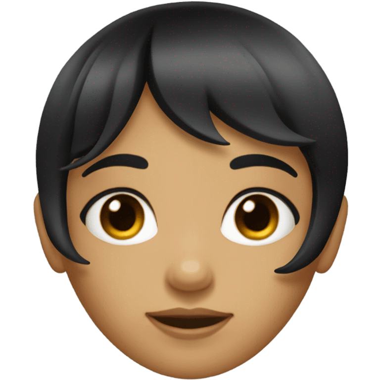 Girl black hair and eye with bangs showing ok emoji