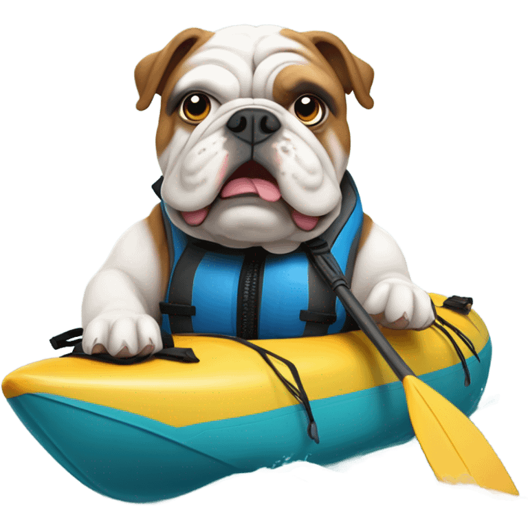 English bulldog kayaking emoji