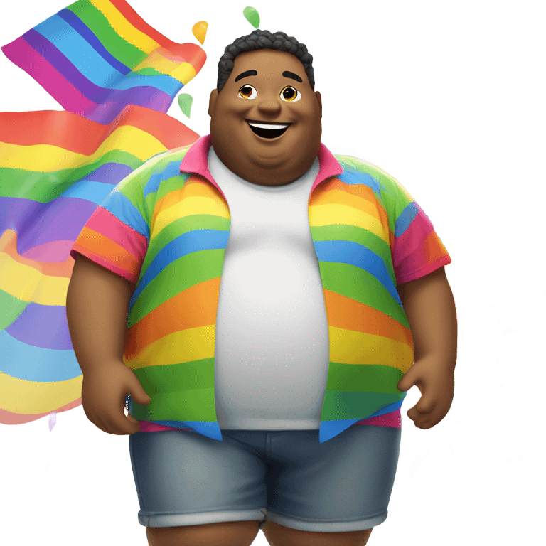 Gay pride obese man emoji