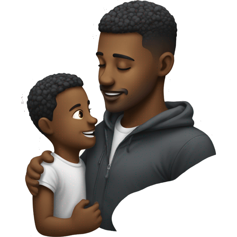 A man with a fade holding oil and a kid kissing it emoji