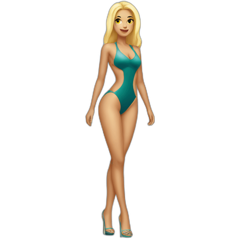 sexy woman on high heels swimming suit long legs emoji