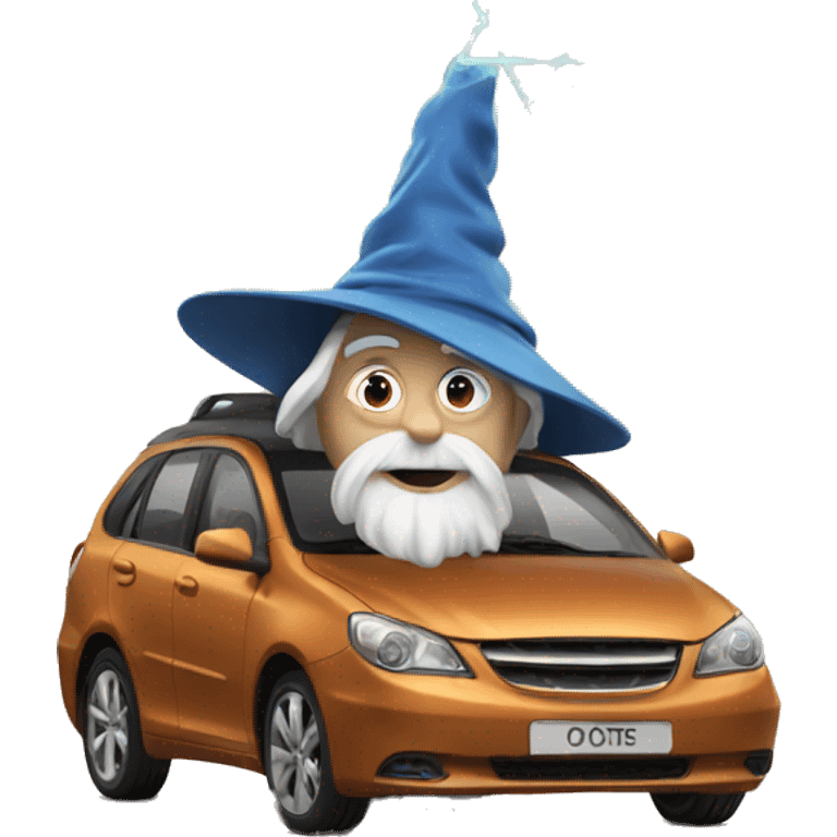 car with a wizard emoji