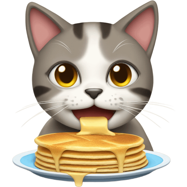 Cat eating pancakes  emoji