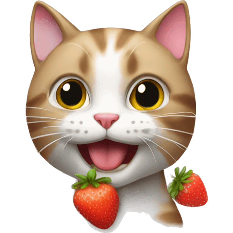 cat eating strawberry  emoji