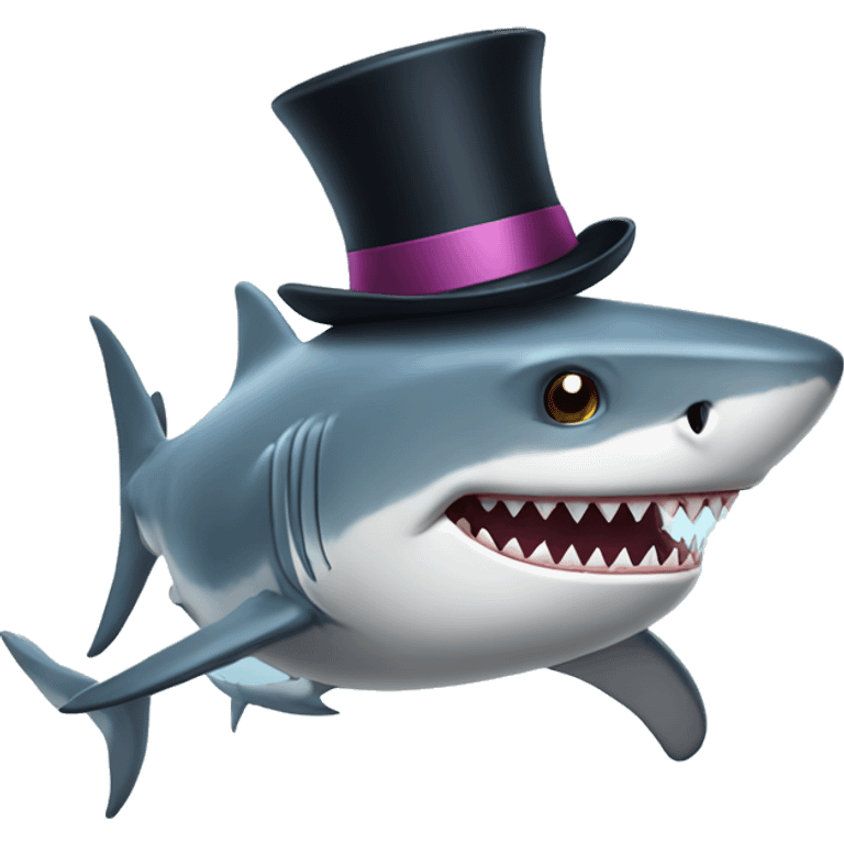 Shark with a top hat emoji