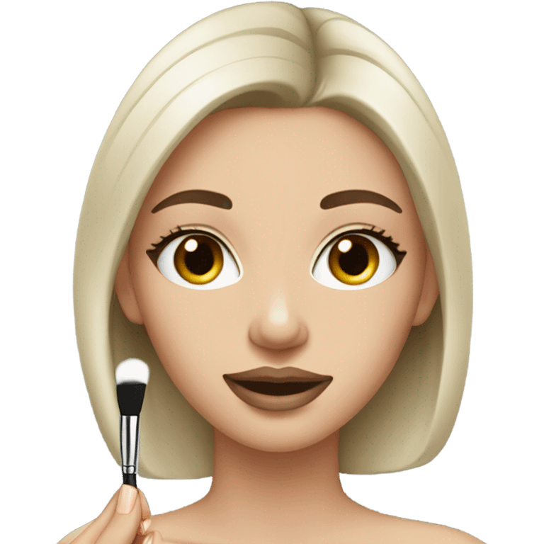 White brunette girl applying makeup emoji