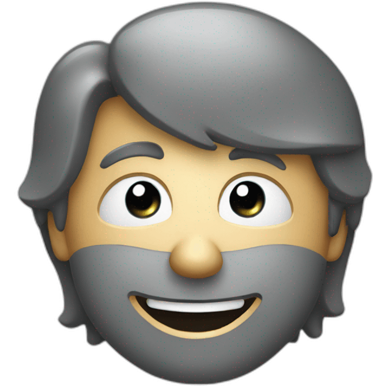 dark grey metallic thermo with a happy face emoji