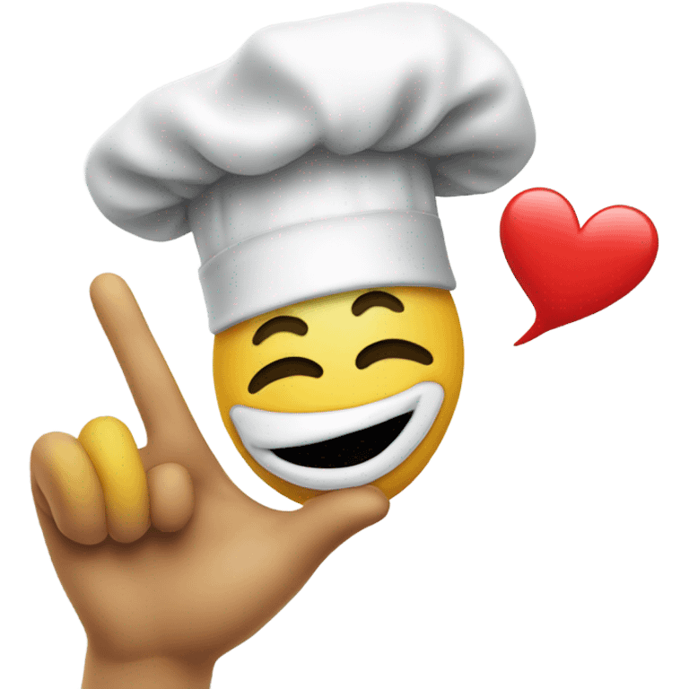 Emoji blowing a kiss with a heart wearing a chefs hat emoji