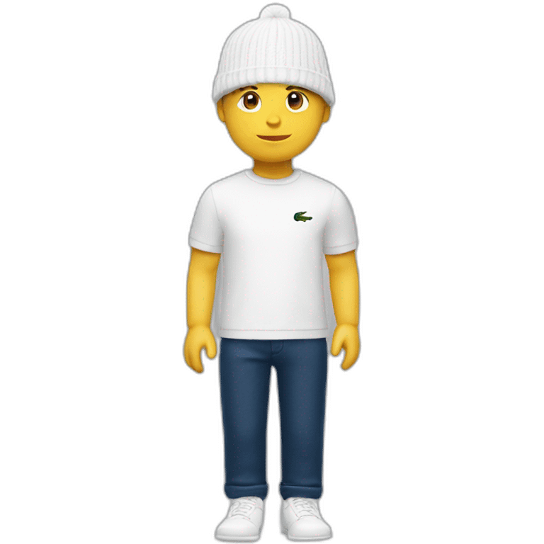 white boy using lacoste beanie with lacoste emoji