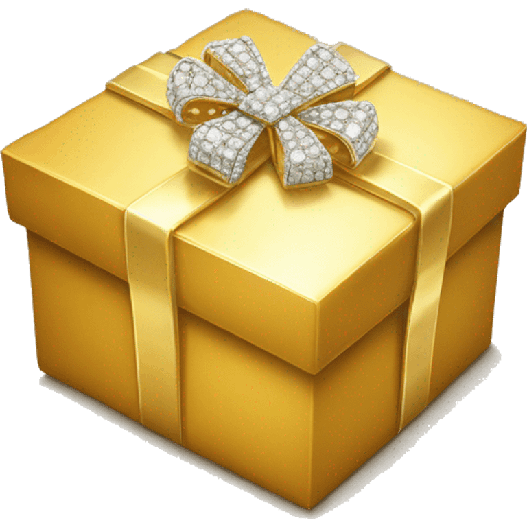 GIFTBOX Golden, with diamonds on it. emoji