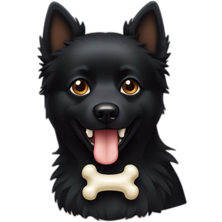 Little black spitz with bone in your mouth emoji