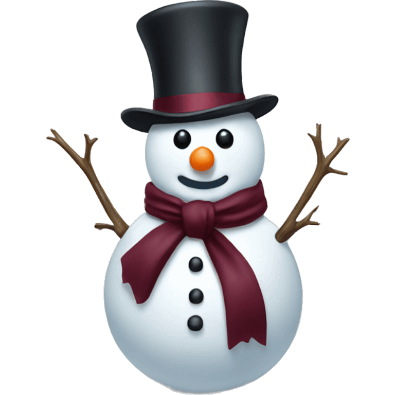 Snowman with a burgundy bow emoji