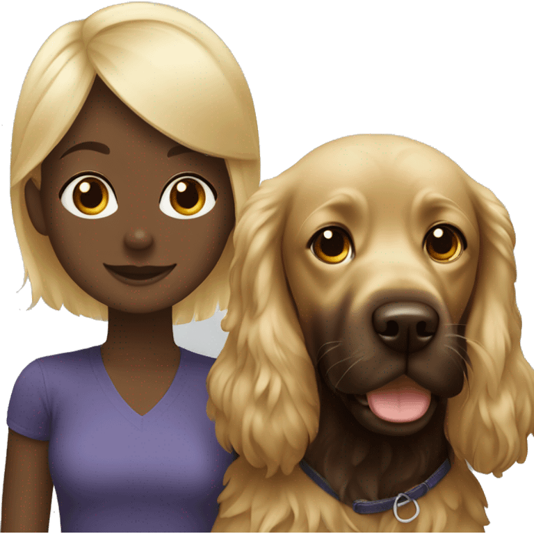 Blonde girl and Boykin spaniel emoji