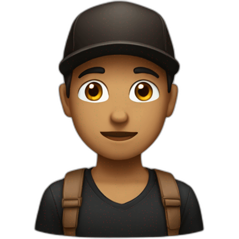 I want you to create an emojic of a boy with a brown cap and black shirt emoji