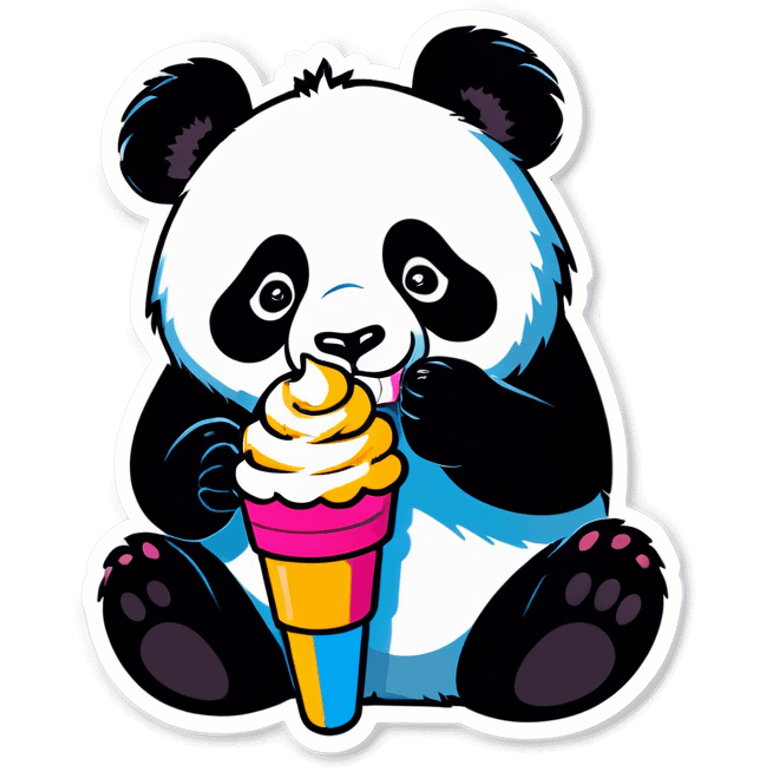 Panda eating ice cream emoji