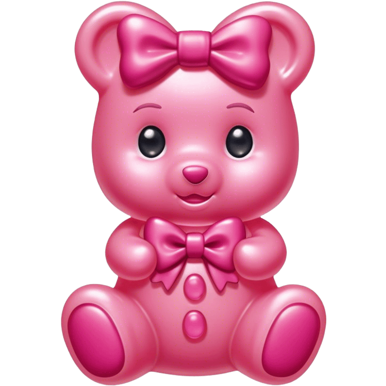 pink girl gummy bear with bow emoji