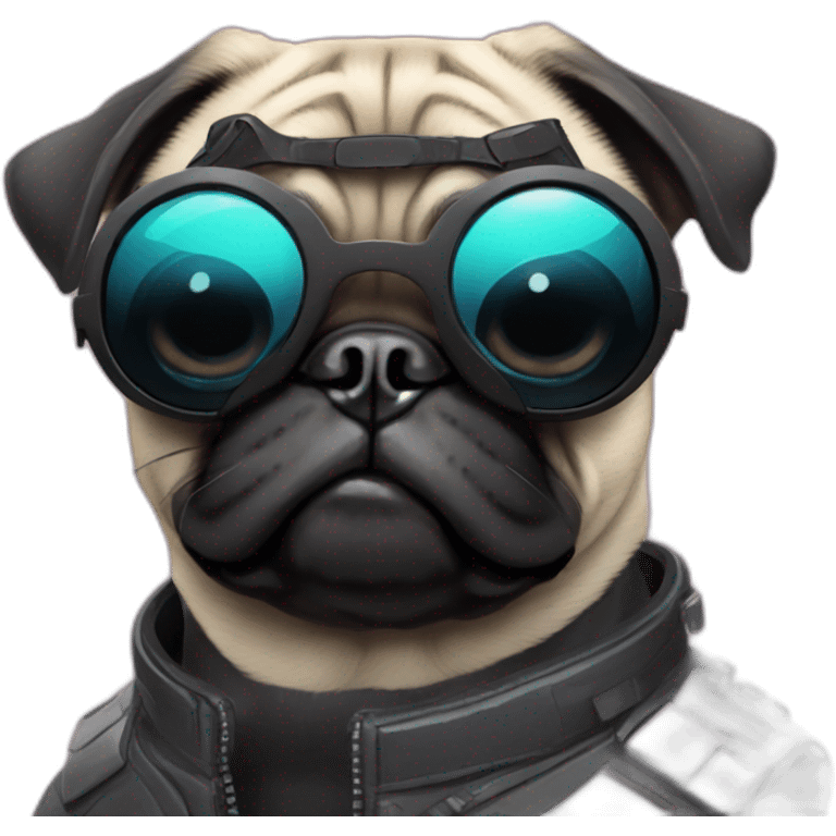 pug with black sunglasses and wearing a cyberpunk suit emoji