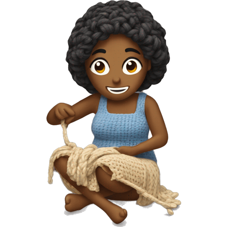 Woman crocheting emoji