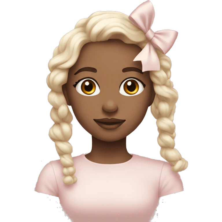 Light powder pink with beige bow emoji