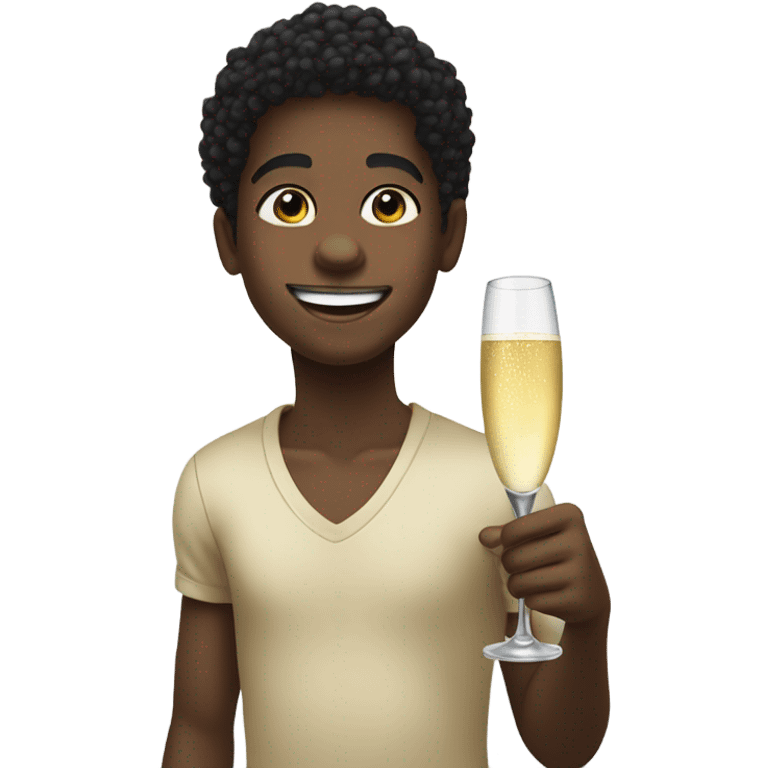 Black boy drinking champagne  emoji