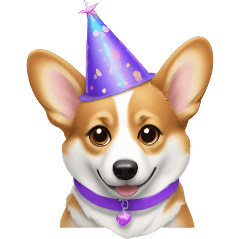 Corgi with party hať emoji