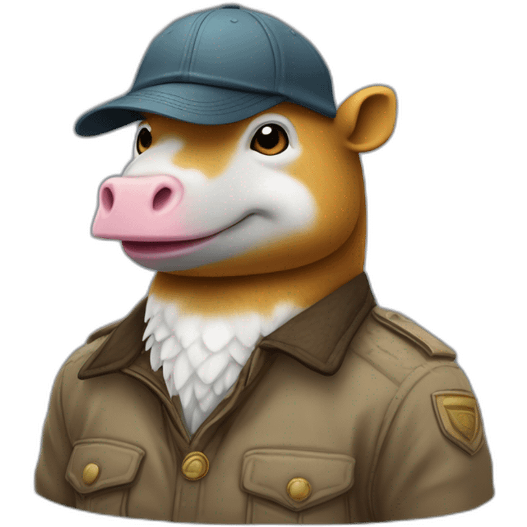 Aigle sur hippopotame qui mange une casquette emoji