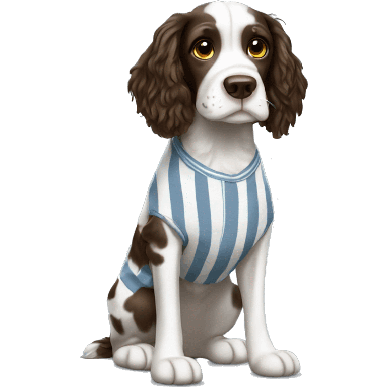 Springer Spaniel in striped pajamas emoji