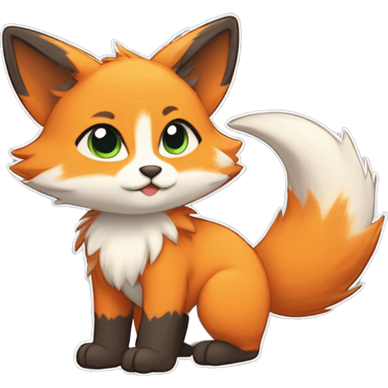 colorful fur-sona kemono-style-chibi-style cat-fox-Fakémon-hybrid full body emoji