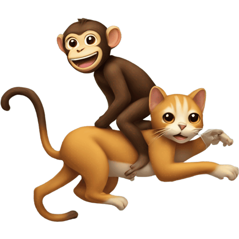 Monkey riding a cat emoji