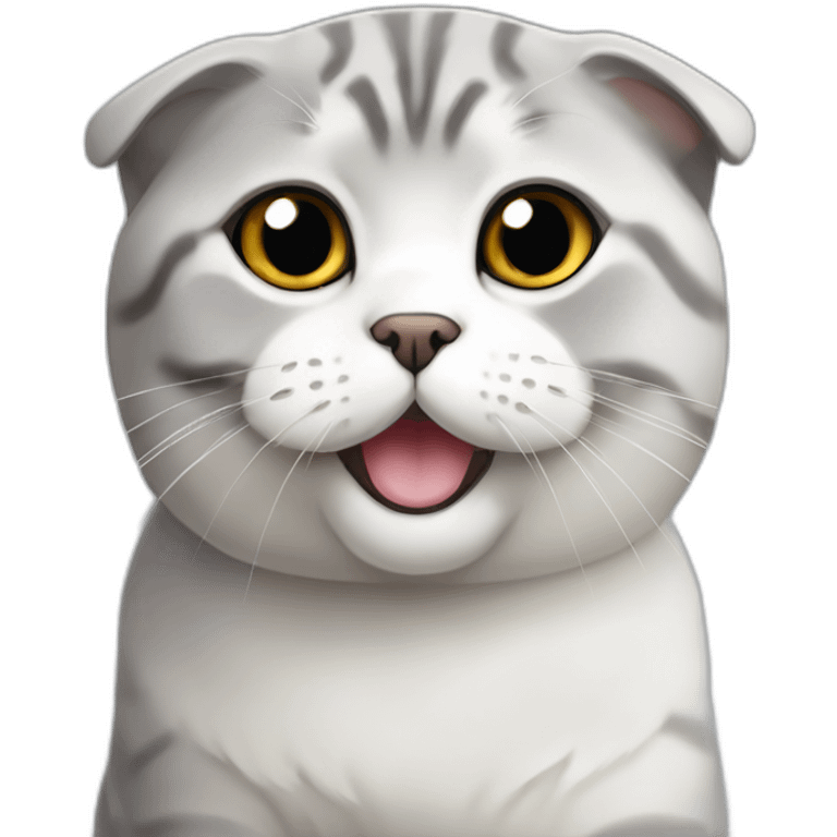 silver gradient scottish fold  blinking emoji